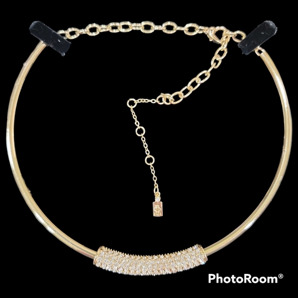 Jewelry - Vintage Designer SignedJ.J. Johanette Gold ToneCubic Zirconia ChokerNecklace